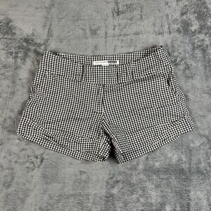 Necessary Objects Womens XS Black White Gingham Cuffed‎ Hem Chino Shorts 12066